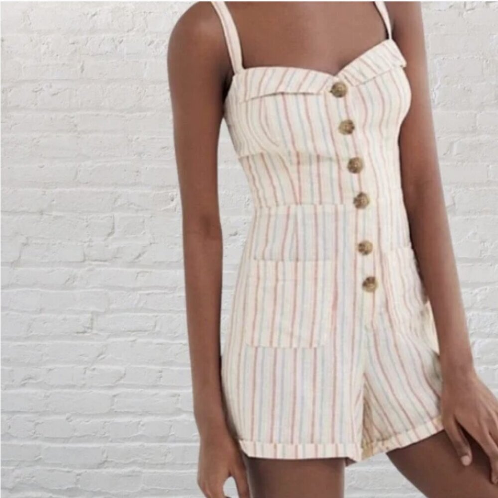 NWT Urban Outfitters Billie Button-Front Romper